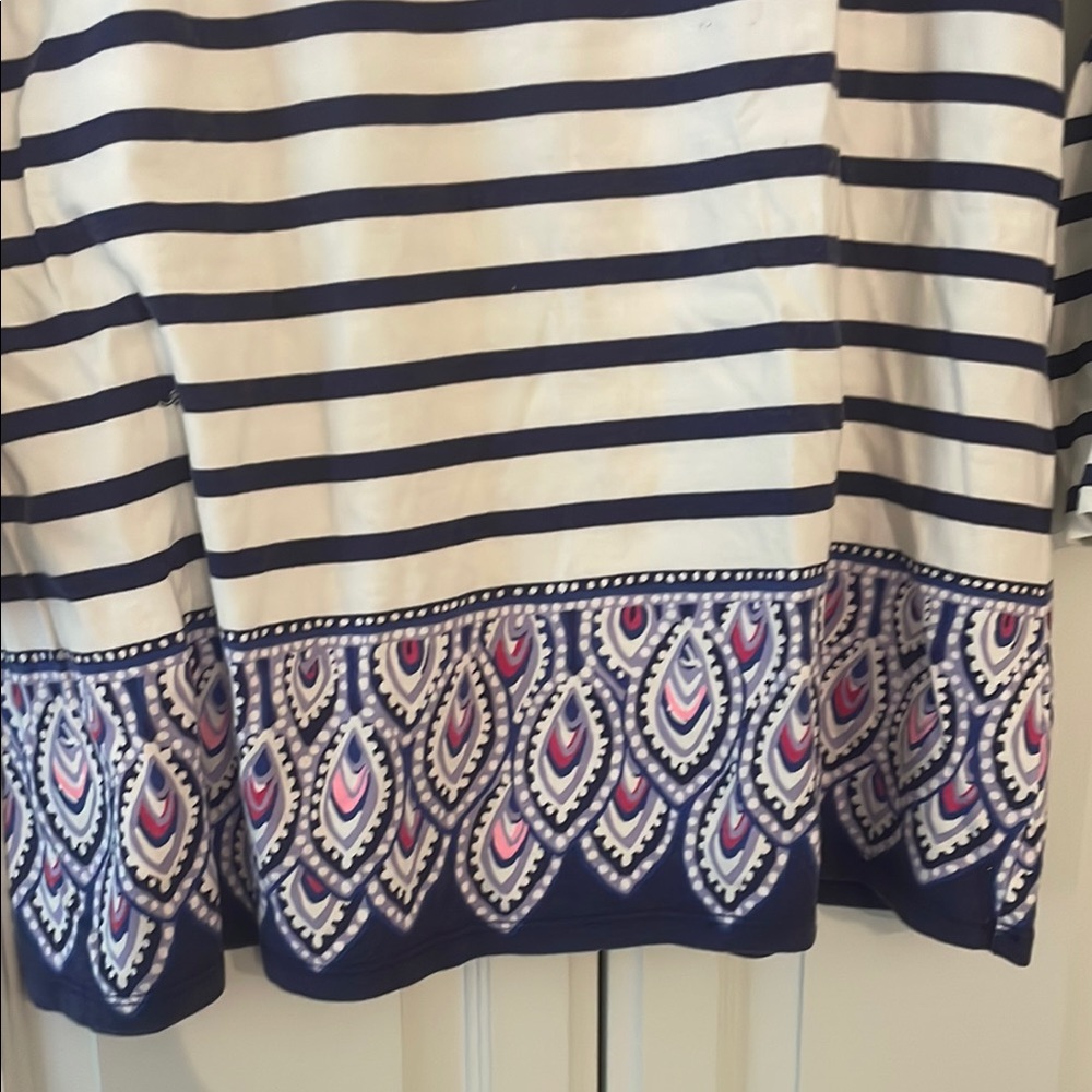 Navy and White Striped Women's Top - Picture 2 of 8